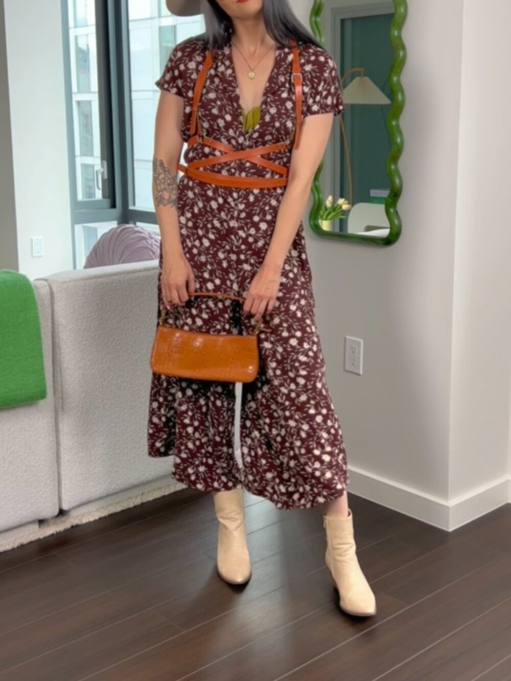 Calista Brown Floral Wide Leg Jumpsuit